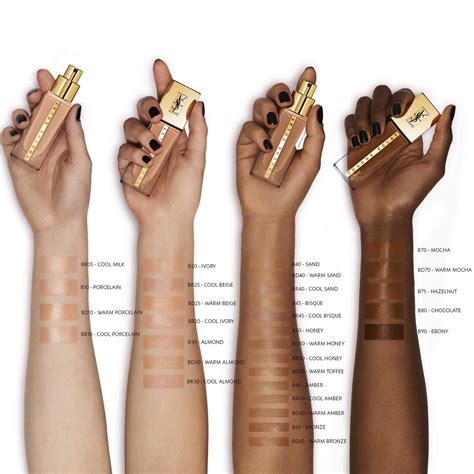 ysl touche eclat foundation colour guide|ysl touche eclat foundation swatches.